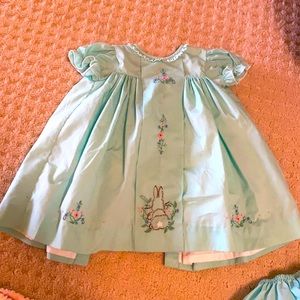 The Proper Peony - 12M Easter Dress with Bloomers (Teal)
